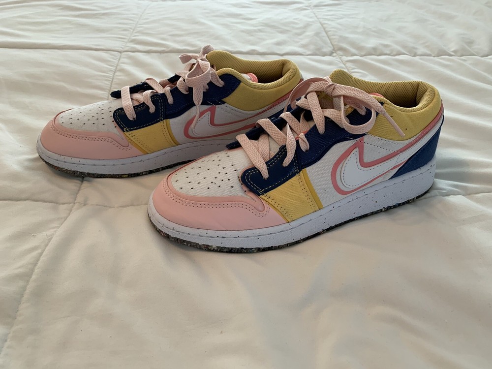 Nike Air Jordan 1 Low SE Athletic Shoes 5 Y Youth DV1323-100 Canvas Multicolor