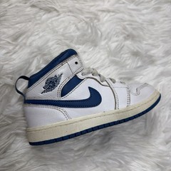 Air Jordan 1 Mid White & Blue Kids Shoes Youth Sz 13C Classic Retro 2023 School