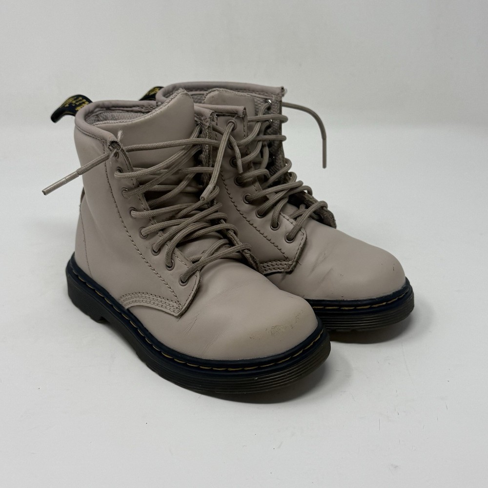 Dr Martens 1460 Combat Boots Toddlers Kids Girls Size 10 Beige Brown Side Zip