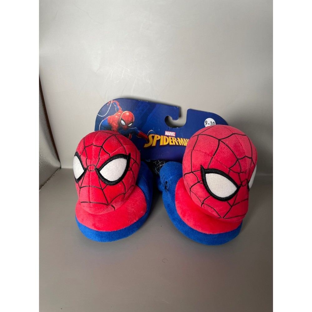 Marvel Spider-Man Toddler Plush 3D Character Slippers Red Blue Size 9-10 NEW
