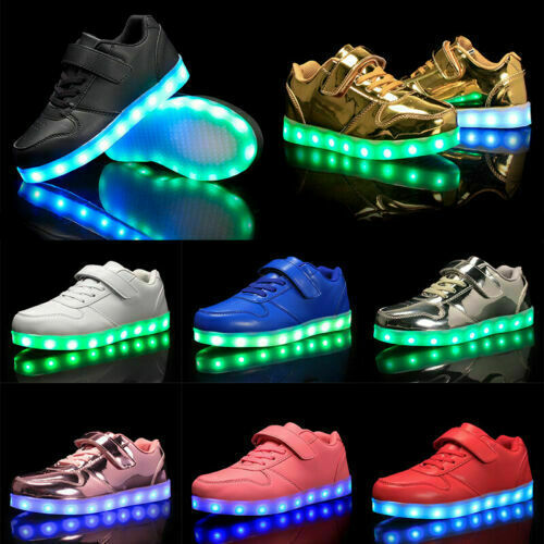 Kids LED Light Up Shoes Cool Boys Girls Luminous Flashing Trainers Sneakers Gift