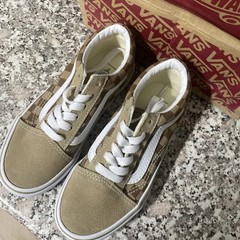 New Old School Vans Neutral Checkerboard Brown Lace Up Shoes Size 13c