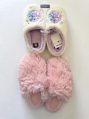 Joe Boxer and Art Class Slipper Bundle Disco Ball Fuzzy Pink House Shoes Size L
