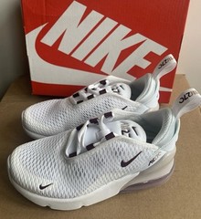 Nike Air Max 270 (PS) Size 10.5 C Sneakers White/Burgundy Crush AO2372-119 NIB