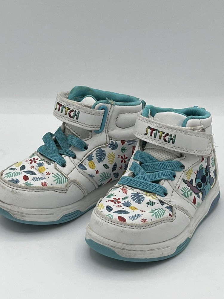 Vintage Lilo & Stitch White Hook & Loop High Top Sneakers Y2K Kids Size 7