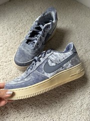 Nike Air Force 1 GS Dark Sky Blue Velvet LV8 Sneakers Size 6Y Or Women’s 8