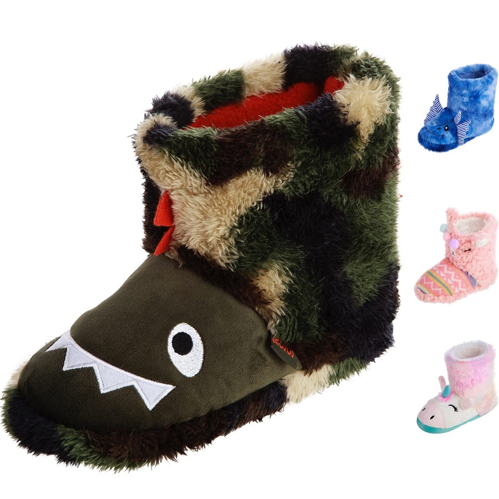 Totes Kid’s Boot Slippers, Dinosaur 11-12
