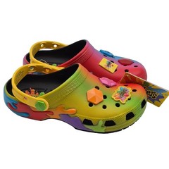 Crocs Gushers Classic Clogs with Jibbitz Charms Kids Size J4 Colorful Shoes