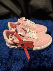 Off-White c/o Virgil Abloh Kids Low-Top Canvas Sneakers Pink/White Red Zip 13.5