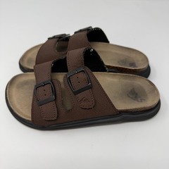 Quicksilver Sandals Size 2 Brown Double Buckle Slides Comfort Footbed Casual Kid