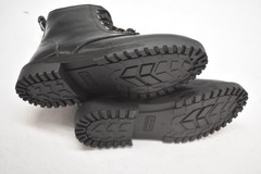 Cat & Jack Boots Kids Size 3 Black Combat Lace Up Glitter Ankle Lug Sole Winter