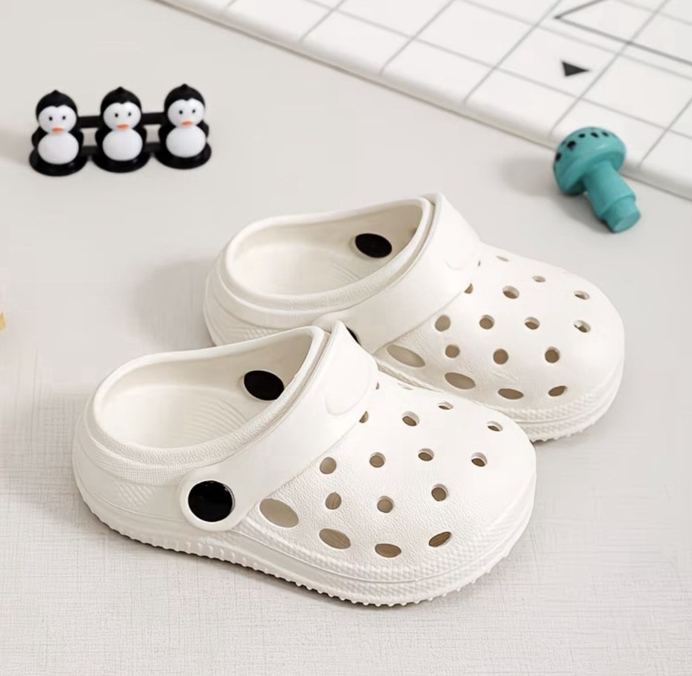 White Unisex Kids Synthetic Slip-On Clogs with Strap, Lightweight, Breathable