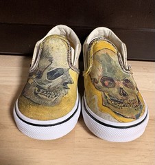 VANS Canvas Slip On Vincent Van Gogh Skull Toddler /kid Size 7