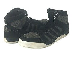 Adidas Raleigh Neo Black Suede Grey Basketball Shoe High Top Women 5.5 Youth 3.5