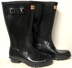 HUNTER RAIN BOOTS GLOSS BLACK YOUTH KIDS CLASSIC ORIGINAL TALL SIZE 4G/3B EU 34