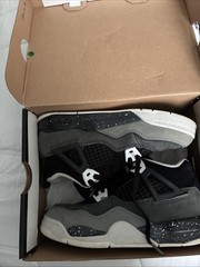 Jordan 4 Retro PS Black White Anthracite Low Top Suede Sneaker Kids 3Y