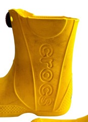 Crocs Child’s Youth Yellow Rainboots Sz 9 Rubber MidCalf Pull On Damaged Stained