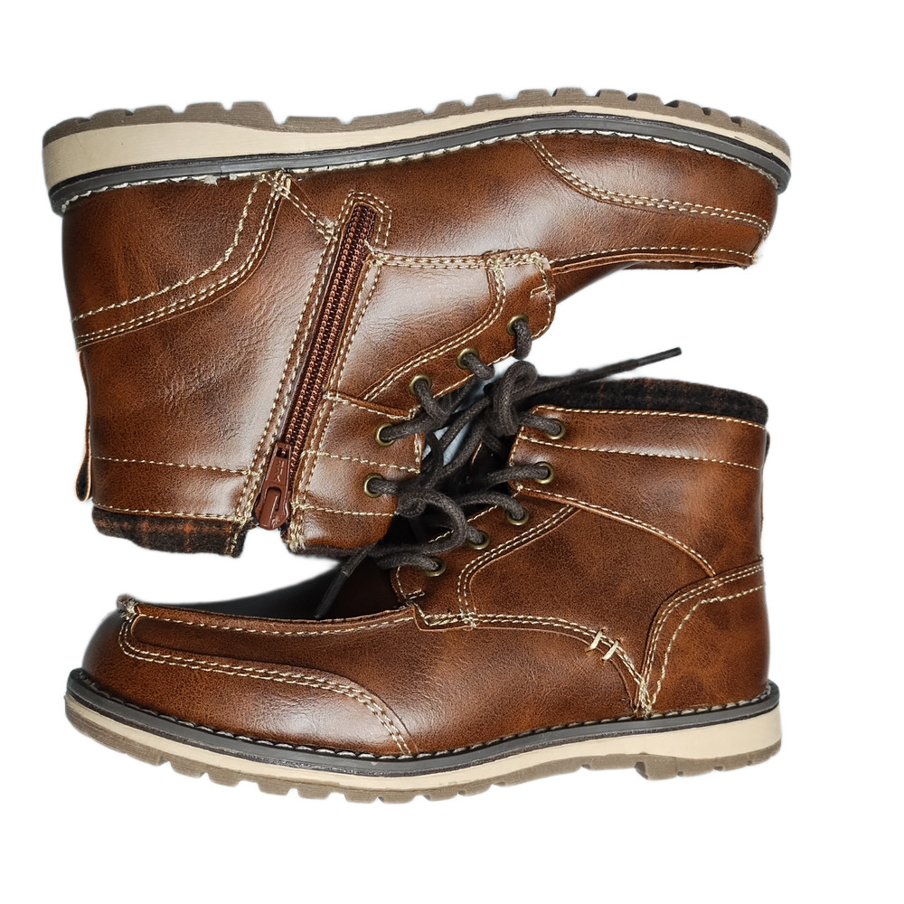 Bass Sutton Ankle Boots Youth US Size 3M Brown Comfort Moc Toe Side Zip Lace Up
