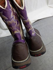 Durango Lil Durango Boots Youth Size 4 Brown Purple Cowboy Western Pull On BT386
