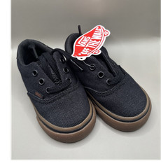 VANS Authentic Unisex Kids Black Canvas Gum Rubber Sole Lace-Up Low Top 4T