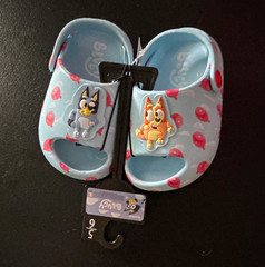 Ground Up Bluey & Bingo Kids Slide Sandals Blue/Pink US Size 5 Slip-On