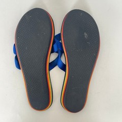 SEE CONDITION & MEASUREMENTS Vintage 70s Rainbow Stripe Beach Flip Flops Kids