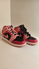Nike Air Jordan 1 Mid GS Coral Pink Black 554725 662 Kids 4Y/ Womens Sz 6 (OB)