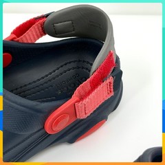 Kids Navy Blue CROCS Clogs w Red Adjustable Length Heel Straps Juvenile Size 3