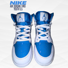 Nike Air Jordan 1 Mid White Legend Blue GS 5.5 Youth FZ3933-114 NEW NWOB