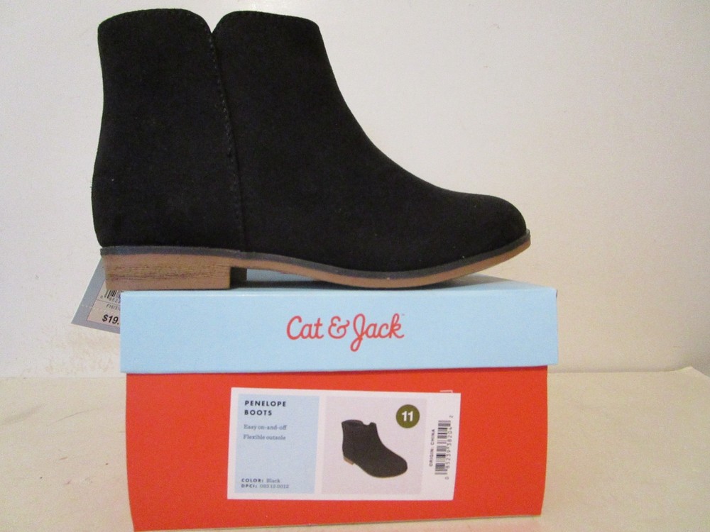 Cat & Jack Penelope Side Zip Toddler Kids Boots Black Size 11T