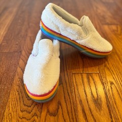 VANS Classic Slip-on Shearling Rainbow Platform Kids Size 6 Women’s 8 Skater