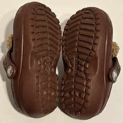 Crocs Size C7 Kids Classic Fur Lined Brown Teddy Bear Clog Slip On Shoe
