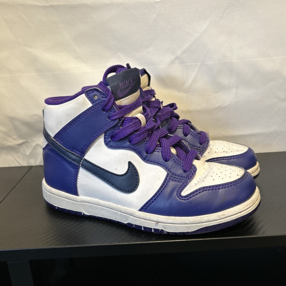 Nike Dunk High DH9753-100 Purple White Unisex Kids Sneakers US 1Y Leather