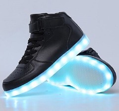 High Top Led Sneakers Light Up Flashing Shoes Unisex Black US 5.5 M