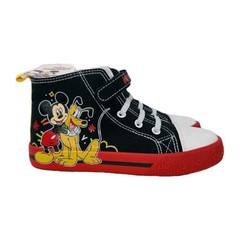 Disney Junior Mickey Mouse & Pluto High top Zip Sneakers Toddler Sz 12 Hook & Lp