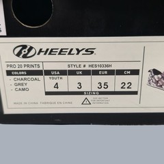 Heelys Wheeled Shoes Youth Size 4 Pro 20 Prints Grey Camo with Tool & Heel Plugs