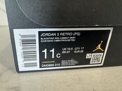 NIKE JORDAN 3 RETRO (PS) „BLACK CEMENT’ – SIZE 11C US – BNIB – DEADSTOCK