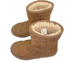 UGG Kids Boot Classic ll Graphic Stitch Chestnut Brown Colorful Logo Size US 2