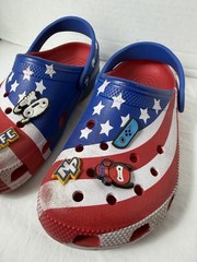 Crocs Classic American Flag Themed Clogs, Kids’ Junior Size J5, USA Patriotic