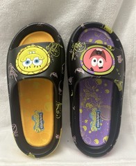 SpongeBob SquarePants Kids Slide Sandals Black Yellow Purple Patrick Star Size 9
