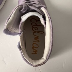 Sam Elderman Trendy Suede Glitter Sneakers, Size 4M, Color Lavender