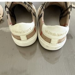 Burberry Kids Plaid Hook & Loop Sneakers Beige Black Red EU 27 Canvas Low Top