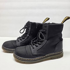 Doc Dr Martens Boots Combs J Combat Lace Up Black Canvas Zip Youth Kids Size 3
