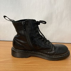 Dr. Martens 1460 Pascal Mono J Black Side Zip Lace Up Combat Boots Kids Size 3
