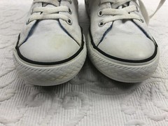 Converse All Star High Top Superman Sneakers – White – Youth Size 2 (pre-owned)