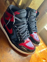 Nike Air Jordan 1 High Top Patent Leather Colorblock Black/Red Kids 10