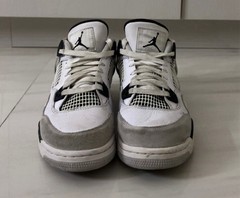 Pre Loved Nike Air Jordan 4 Military Black Retro Size 7Y/ 8.5W White Sneakers 🔥