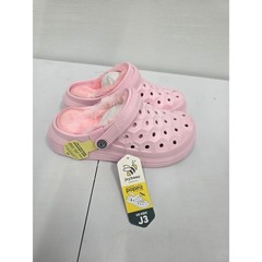 Joybees Pink Lined Clogs Kids Size J3 Faux Fur Warm Winter Slip On Shoes NEW