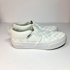 VANS Asher White Classic Checkerboard Slip On Kids Size 12Y Youth With Box EUC