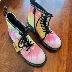 Dr. Martens 1460 J Kids Tie Dye Suede Boots Pink Yellow Blue 1460J US 2 NWT